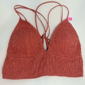 PINK LACE LONGLINE BRALETTE size Medium